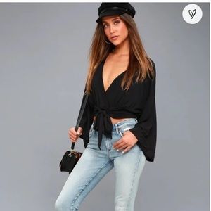 NWT Free People That’s a Wrap Solid Black Top, XS